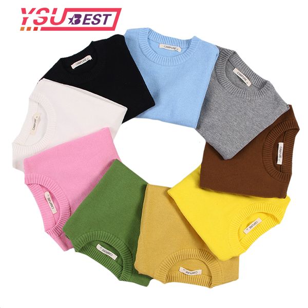 

knitted sweater boys girls sweater kids pullove cotton knitwear candy colors baby long-sleeve school boys girls, Blue