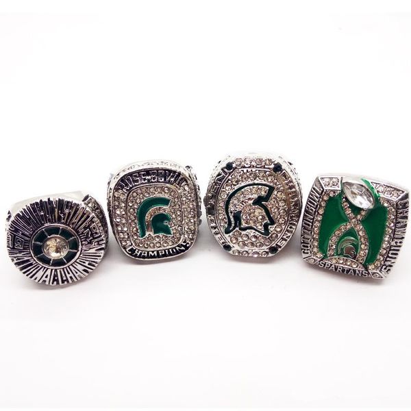 

4шт / комплект 1979 2013 2015 2015 чемпионат штата мичиган спартанцев американский футбол кольцо оптом бесплатная доставка, Golden;silver