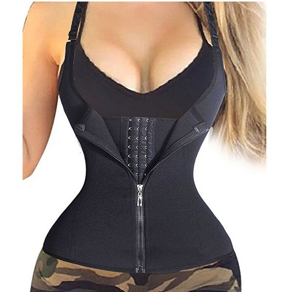 

тело формирователи женщина shaper талия cinchers body vest спандекс zipper сауна body shaper женщина похудение твердой жилет талия тренер хо, Black;white
