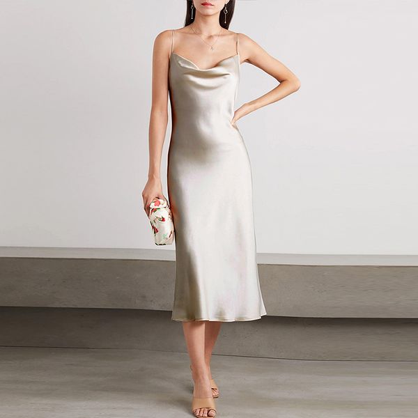 

gedivoen fashion designer long summer dress women spaghetti strap solid ankle length dress elegant simple casual female dresses, Black;gray