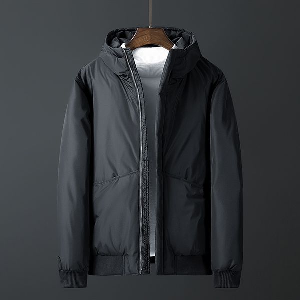 

white duck down jackets mens warm winter coat thick men's down jackets hooded outerwear parkas jaqueta masculina, Black