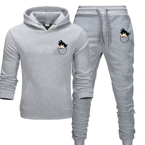 

new canada brand 2020 hoodied printed sports suit for men and women sports hommes hoodie + sweatpants casual long-sleeved tech fleec hoodies, Gray