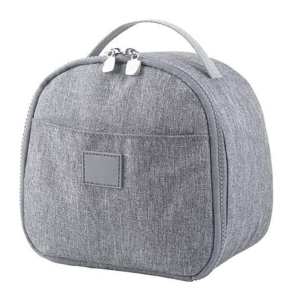 

women men carrying travel picnic zipper cooler office thermal lunch bag packet portable thickened leakproof students bento, Blue;pink