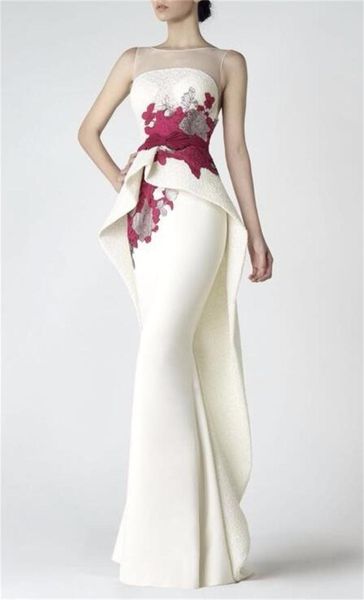 

2019 new satin embroidered flowers floor length mermaid evening prom dresses sheer back design formal occasions gowns a150, Black