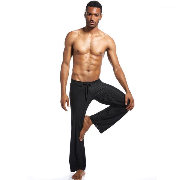 

up straight loose fitness yoga pants male casual trousers mens solid color sport pants lace, Black