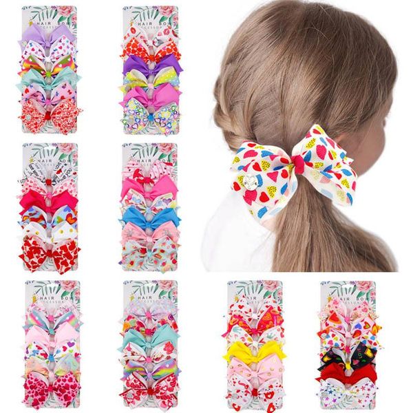 

2020 new 6pcs/set love bows girls hair clips cute baby bb clip 5.1inch bows girls barrettes designer hair accessories, Slivery;white