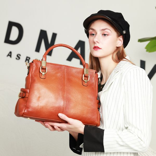 

handbags genuine leather casual big tote bags for women cow leather ladies hand bag vintage brown bolsa feminina