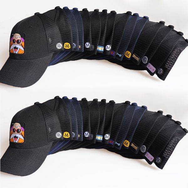

dragon ball snapback cotton baseball cap men women hip hop dad mesh hat trucker hat dropshipping, Blue;gray