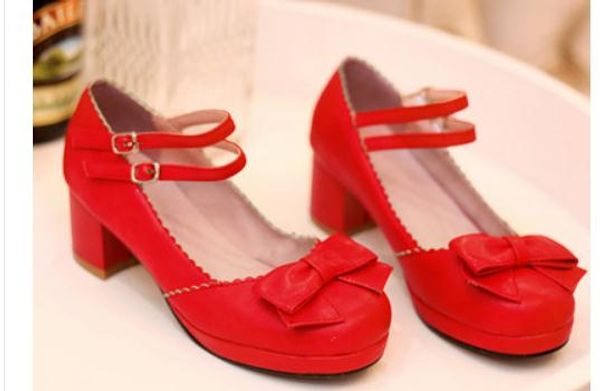 

women's shoes in spring and autumn middle coarse heel round head bowknot@271, Black