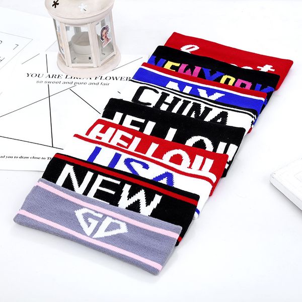 

мужчины и женщины оголовье спорт sweatband мужская и женская йога работает волосы группы письмо вязаные спортивные повязки, Silver