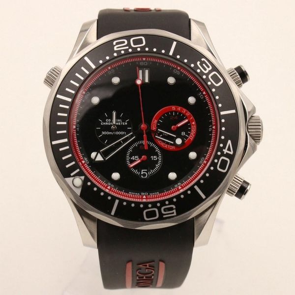 

watch men 6 -pin sea master 43mm stainless steel quartz watch small dial work tick movement speed battery watches 131, Slivery;brown