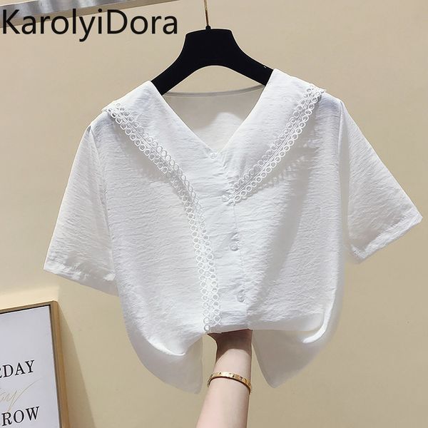 

women's 2020 summer fashion temperament loose chiffon shirt women, White