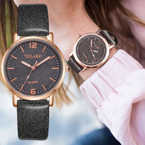 

women's casual quartz leather band starry sky watch analog wrist watch dropshipping new gift for girl hipping, Slivery;brown