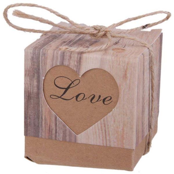 

50pcs gift box candy box bonbonniere rustic kraft paper brown