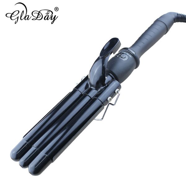 

3 barrel hair curler machine ceramic wave wand curling iron led display hair rod tongs styling tools