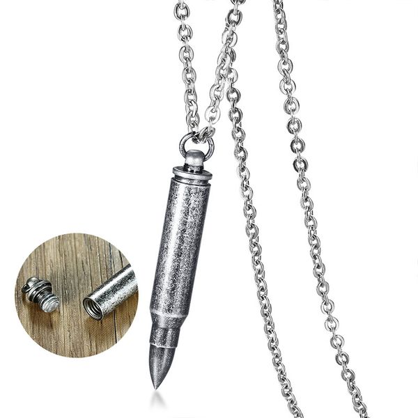 

vnox can open pendant for men necklace 20" chain stainless steel vintage silver plated stylish male jewelry