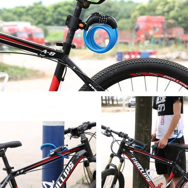 

1.5m led light anti theft bike lock steel wire safe bicycle cable lock mtb mountain road bicycle