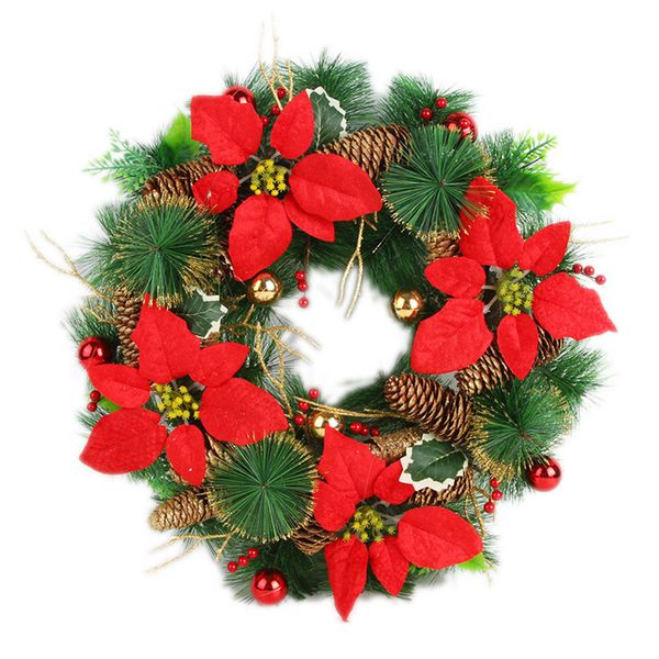 

40cm red flowers pinecones christmas wreaths retro gold pink fruit doors multi-purpose