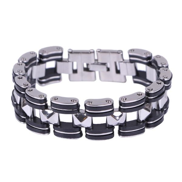 

new punk rock stainless steel mens bracelet link chain motorcycle bike bicycle chain bracelets bangle jewelry, Black