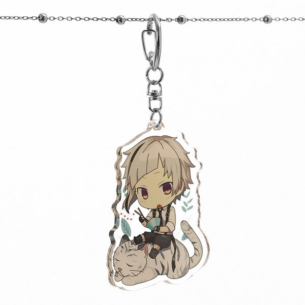 

anime stray dogs keychain dazai osamu edogawa ranpo akutagawa ryunosuke nakajima atsushi nakahara chuya cartoon acrylic keychain, Slivery;golden