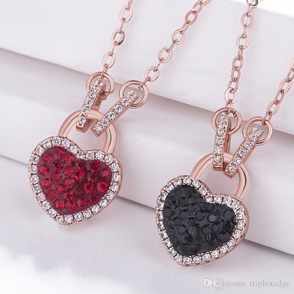 

new 18k gold inlaid natural crystal round & heart-shaped necklace european and american girls sweet simple diamond necklace, Silver