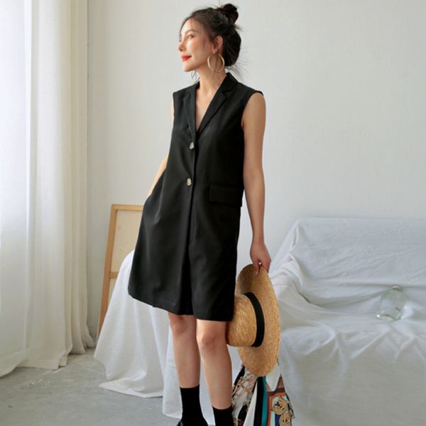 

tvvovvin 2019 new summer mode women's clothes turn -down collar mangoes breasted ape collection black rompers v897, Black;white