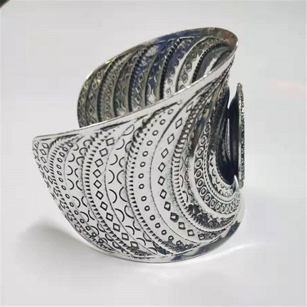 

vintage silver cuff bracelets & bangles for women fashion jewelry water drop and cabochon bangles for jewelry making, Black