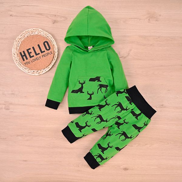 

toddler kids baby girls clothes set cartoon print hooded sweartshirt pants christmas outfits children xmas set autumn clothing, White