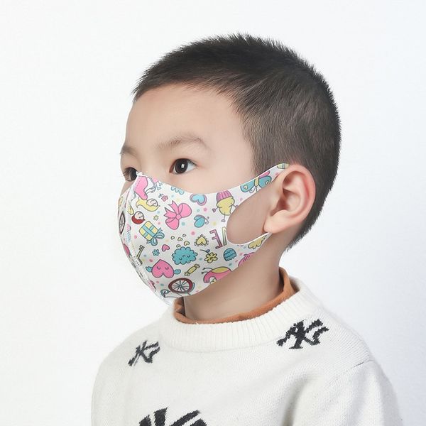 

wholesale cute ice silk children masks boy girl cartoon mouth face masks kids anti-dust breathable earloop washable reusable cotton mask