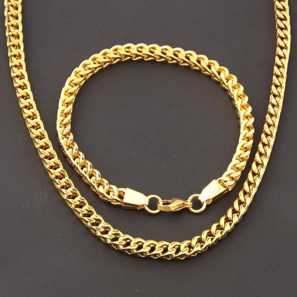 

new fashion 316l stainless steel gold jewelry choker collar necklace 24"&bracelet 9.44" men's unisex's jewelry sets, Silver
