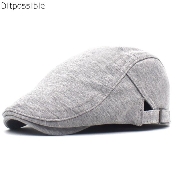 

ditpossible classic solid cotton hats for men women fashion beret flat caps casual hat berets casquette gorras boina, Blue;gray