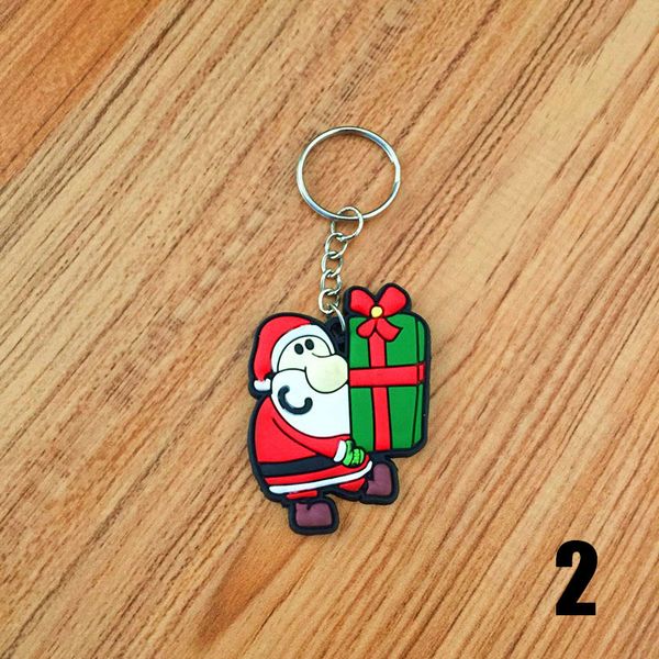 

10 pcs keychain pvc keyring santa claus christmas tree snowman sledge boys girls key chain for bag gifts nin668, Silver