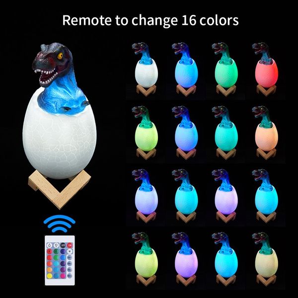 

3d dinosaur led night light dinosaur toys for children kids 16 colors with remote & pat control home decoration cool gifts