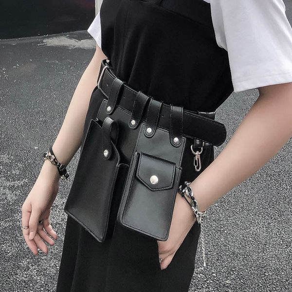 

2019 waist bag women black waist fanny packs belt bag luxury leather chest handbag black color new fashion belt