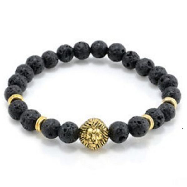 

agate ornaments lava volcano stone lion you head beads bracelet, Black
