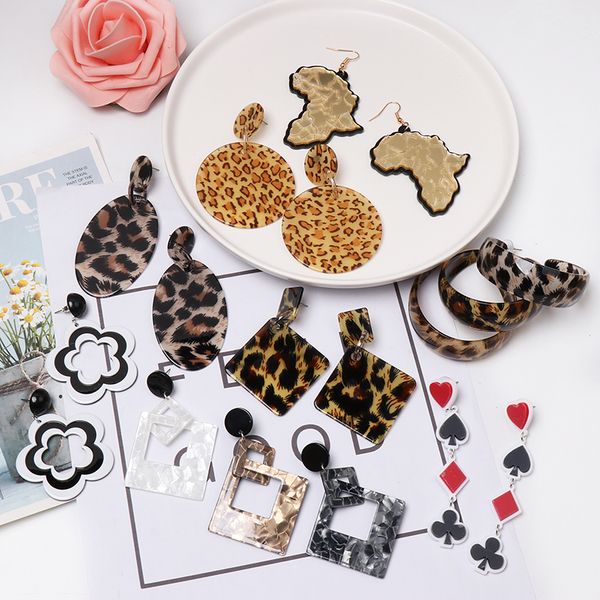 

fashionsnoops vintage resin geometric maxi earrings 2019 new designs bohemia handmade drop dangle earrings for women gifts, Silver