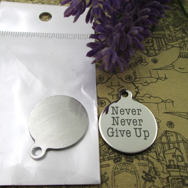 

40pcs--"never never give up"stainless steel charms more style for choosing diy charms pendants for necklace, Bronze;silver