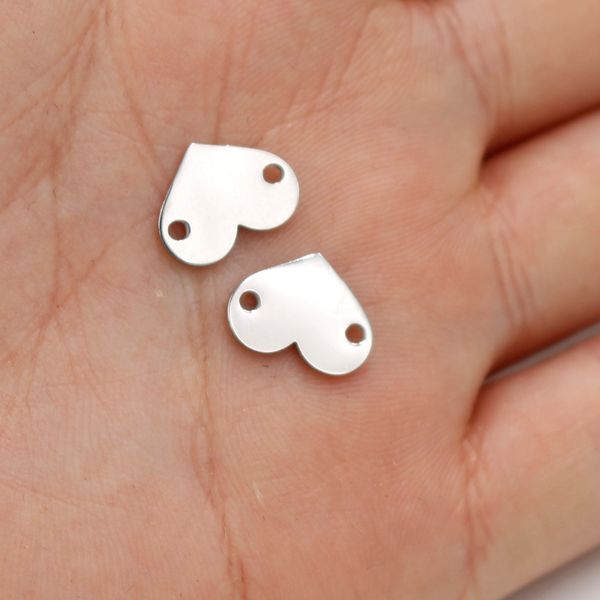 

fnixtar full mirror polish effect stainless steel mini heart 2 inner hole diy hearts women brracelet charms 4 colors 20piece/lot, Bronze;silver