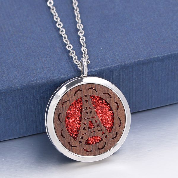 Satın Al Hollow Manyetik Eyfel Kulesi Locket Ahşap Kolye Takı Aroma