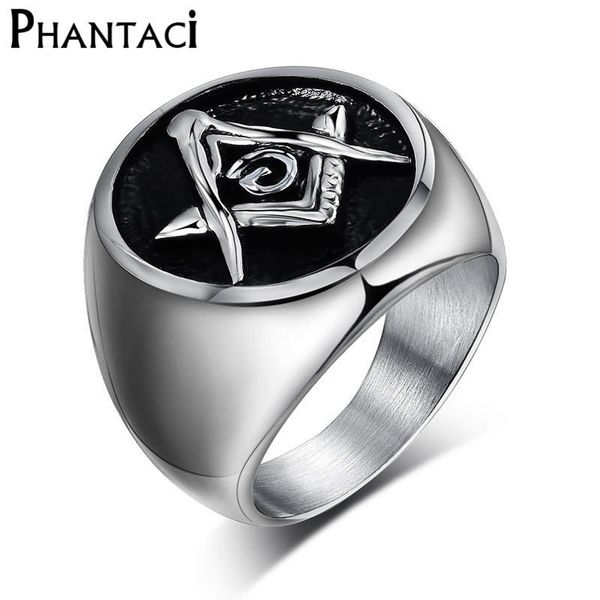 

316l stainless steel masonic ring for men, master masonic signet ring, mason ring ethnic cool punk rock jewelry male, Silver