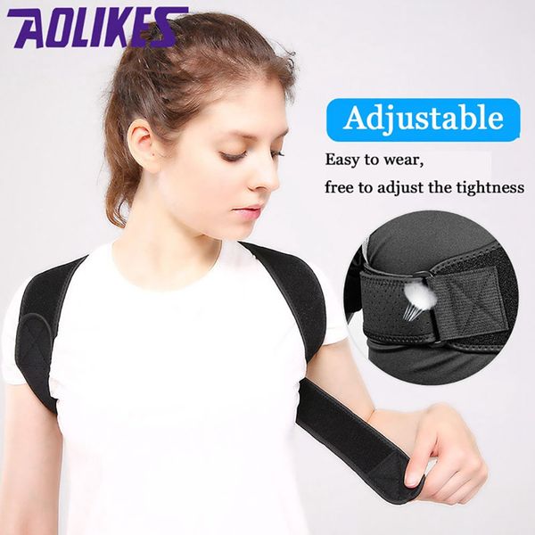 

adjustable shoulder posture corrector brace shoulder upper back support humpback correction belt, Black;blue