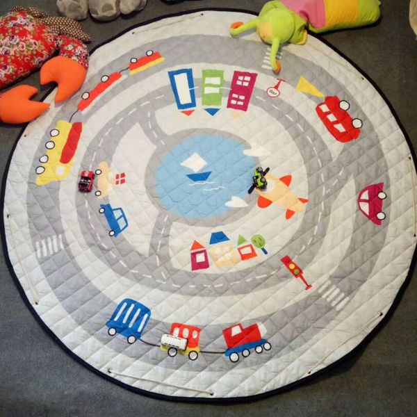 

child game track play mats baby cartoon animals fox rabbit lion giraff crawling blanket carpet toys storage bag kids room decor