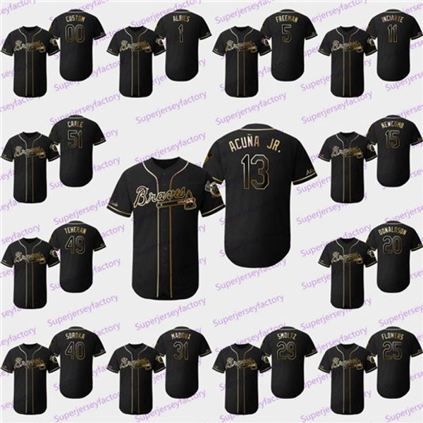 

13 RONALD ACUNA JR. 2019 Golden Edition Ozzie Albies Freddie Freeman Dansby Swanson Josh Donaldson Nick Markakis Inciarte Braves Jersey