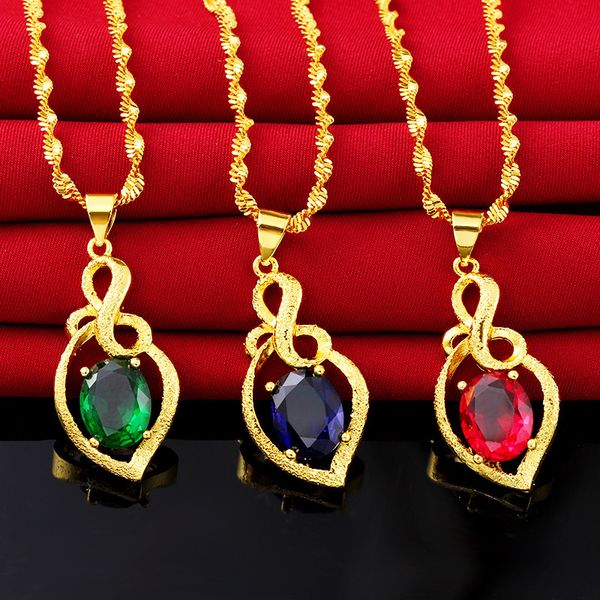 

2019 popular vietnam sand gold necklace keep color natural crystal charms gold necklace, Silver