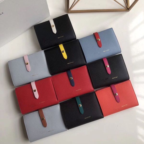 

simple fashion color layer leather toothpick pattern function wallet ladies buckle wallet card package, Red;black