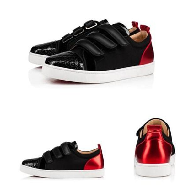 

fashion brand women/men lovers trainers red bottom sneaker casual walking season orlato sneakers embossed patent leather eu 35-47, Black