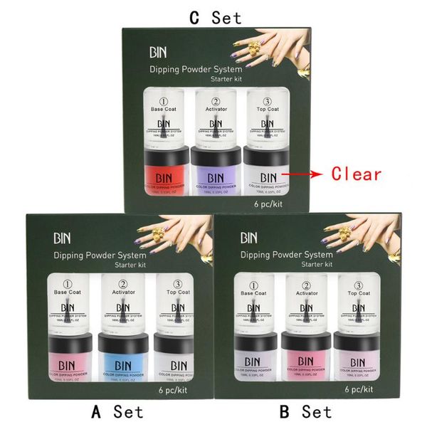 

6pcs 16ml dip powder set acrylic liquid dipping system without lamp cure coat natural dry cure dip nail powder art design, Silver;gold