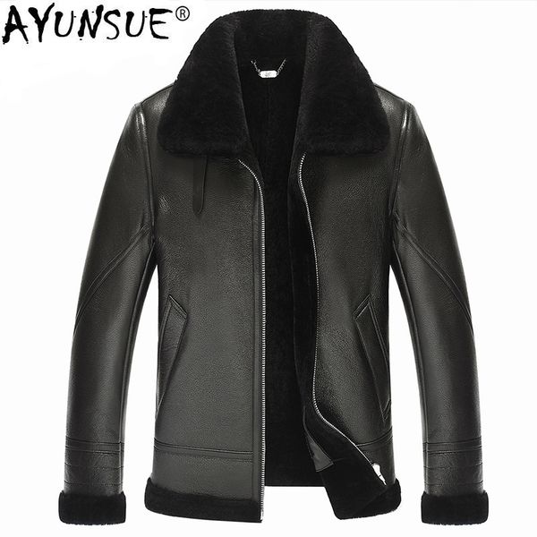 

ayunsue genuine leather jacket men double-faced fur coat real fur coat 2018 winter warm jackets parka jaqueta g04-e6535 zl372, Black