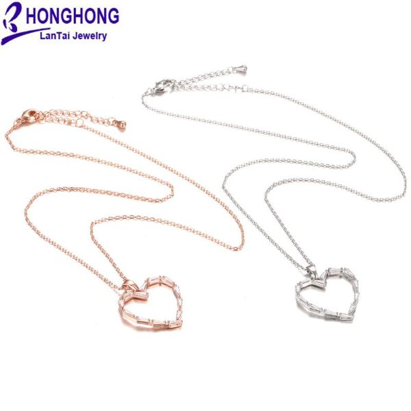 

honghong высокого качества фианитами necklacespendants для женщин большой форме сердца романтично свадебные украшения партии подарков люкс, Black