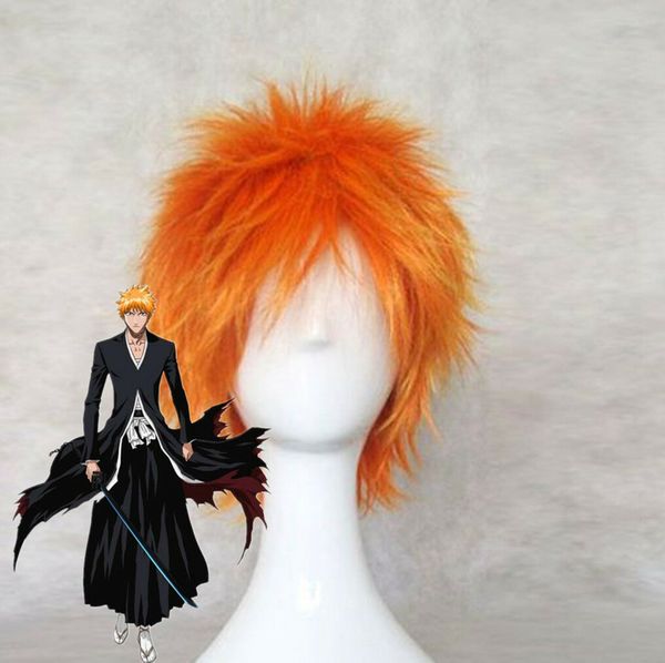 Anime Bleach Kurosaki Ichigo Costume Hair Short Orange Party